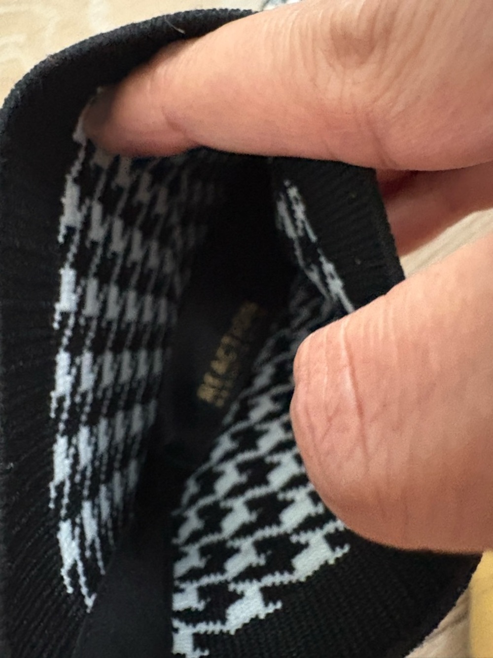 Kenneth Cole Black and White Houndstooth Sock Ankle Boots - Picture 4 of 5